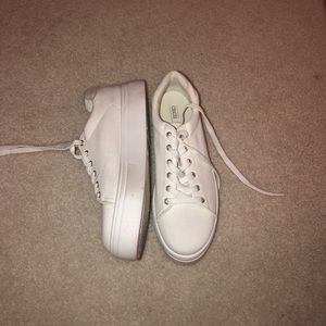 White platform lace up sneakers